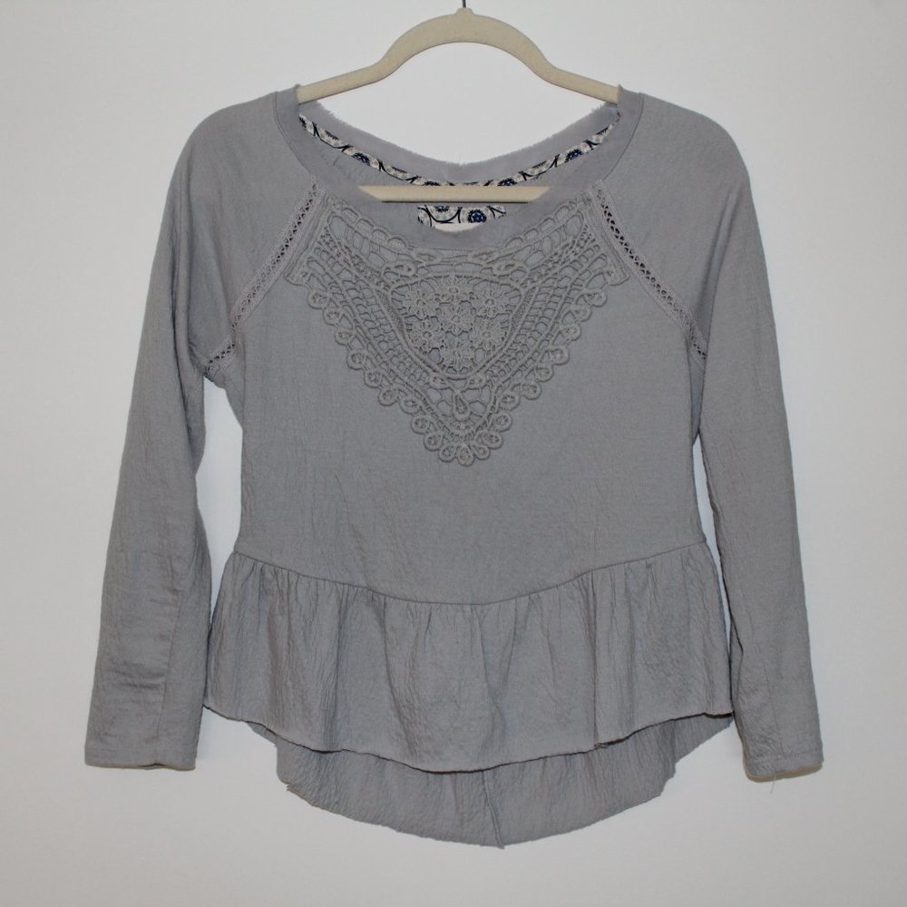 Lace Long Sleeve Top with Peplum Bottom